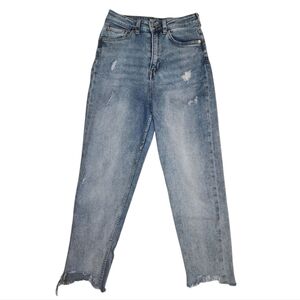 Divided Blue Ankle Cropped Jeans with Raw Hem